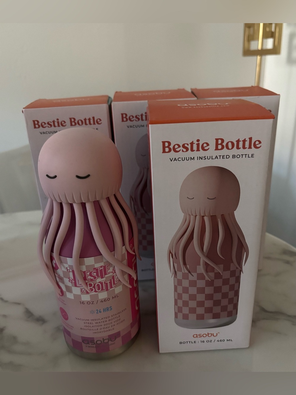 Vacuum Insulated Water Bottle — Pink Octopus Design
